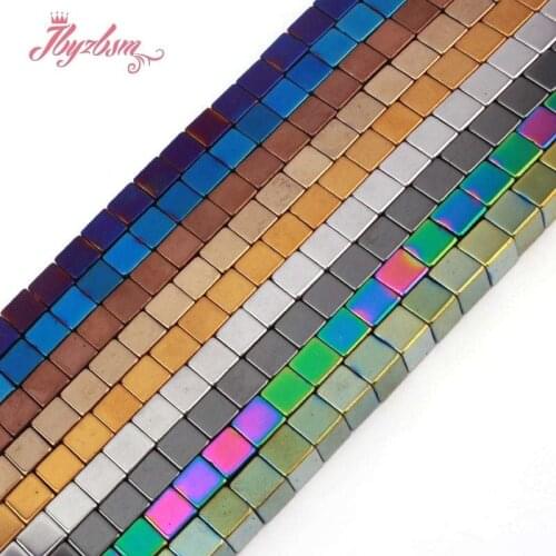 8x8mm Smooth Cube Square Hematite Beads Natural Stone Beads For DIY Necklace Earring Bracelet Jewelry Making 15" Free Shipping