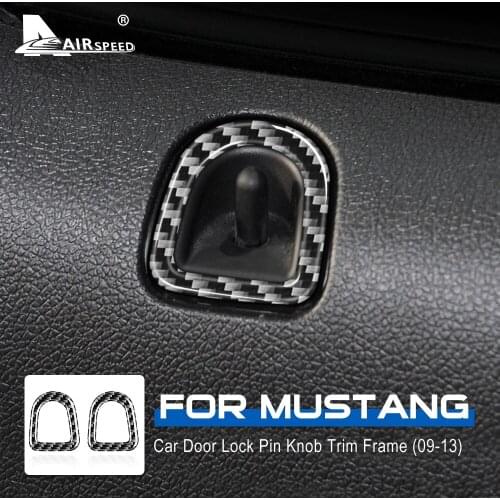 AIRSPEED Carbon Fiber for Ford Mustang 2009-2013 Accessories Interior Trim Car Door Lock Pin Knob Frame Trim Sticker Car Styling
