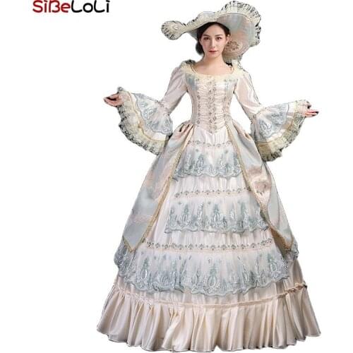 Blue Rococo Princess Baroque Marie Antoinette Ball Gown Dresses 18th Century Renaissance Historical Period Dress for Women