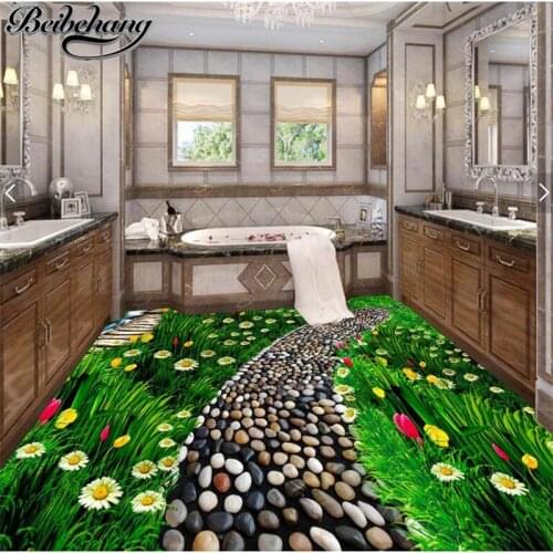 Beibehang Large Custom Flooring Painting 3d Need for Floral Green Grass Nature 3d Self Adhesive Decoration Floor Painting