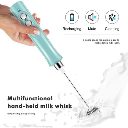 Electric Mixer Blender Milk Frother Handheld With USB Charger Dock Stainless Bubble Maker Whisk For Coffee Cappuccino 3 Speeds