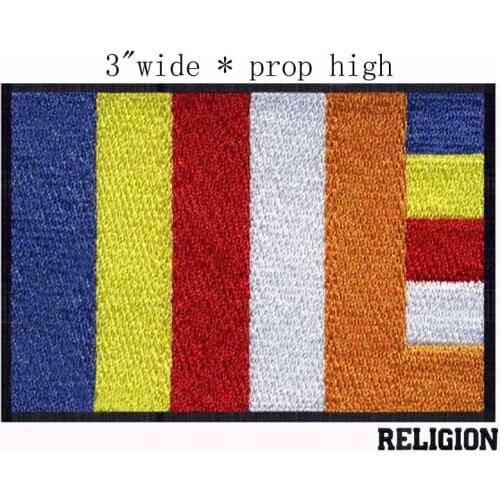 Flag of Buddhism 3" wide embroidery patch for fabric applique flowers/mass effect/fabric applique