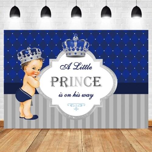 Little Prince Baby Shower Photography Backdrop Blue Stripe Headboard Texture Poster Child Customized Banner Photocall Background