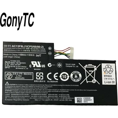 GONYTC AC13F8L Tablet Battery For ACER Iconia Tab W4 A1-810 A1-811 A1-A810 W4-820 W4-820P AC13F3L