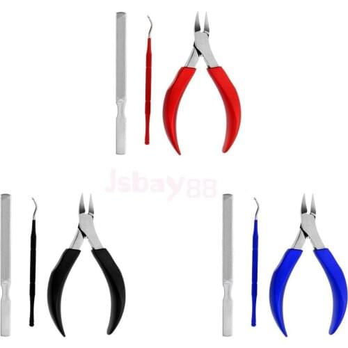 Stainless Steel Durable Cuticle Cutter Nippers Pusher Fork Removal Dead Skin Nail Art Polishing File Manicure Tools Set