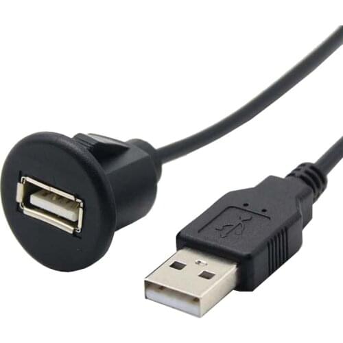 1m PC Car Dash Board Mount USB 2.0 Male To Female Socket Extension Panel Transfer Date Charging Cable