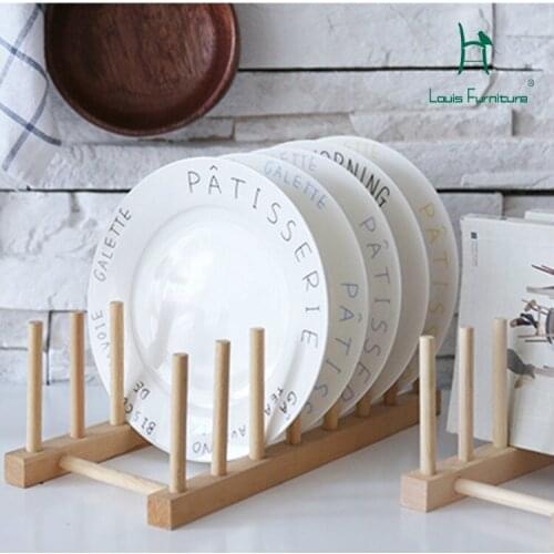 Louis Fashion CD Racks Japanese Kitchen Multifunctional Shelf Solid Wood Dish Drip Tray Cup Shelf Bookshelf Tray