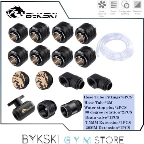Bykski Hose Water Cooling Fitting Kit For 10*13mm Or 10*16mm Soft Tube Pipe, Stop,Extender,Valve,Angled Series Connecting Bag