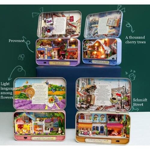 Assemble Scenes Diy Doll House Toy Wooden Miniatura Doll Houses Miniature Dollhouse Toys With Furniture Led Lights Birthday Gift