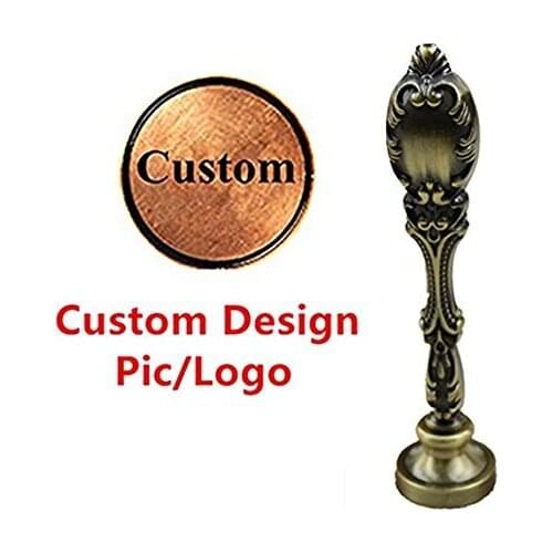 MDLG Vintage Bronze Luxury Custom Picture Logo Letters Wax Seal Sealing Stamp Metal Peacock Handle Copper Head Gift Set