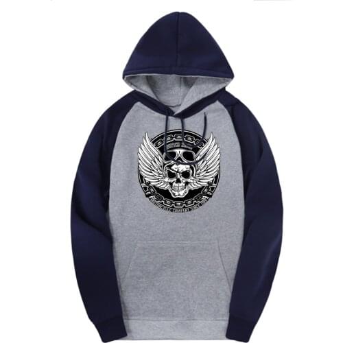 Punk Skull Mans Raglan Sweatshirts Hooded Fashion 2020 Tracksuits Winter Streetwear Hoodies Male Breathable Black Hoody Homme