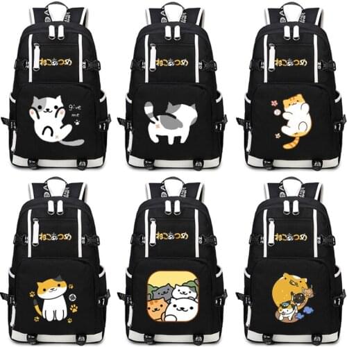 Neko Atsume Backpack Anime The cat backyard Cosplay Nylon School Bag Travel Bags