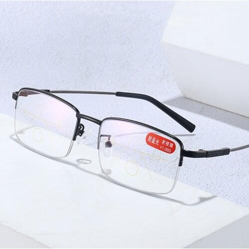 Elbru Titanium Alloy Anti-blue light Reading Glasses Remote and Near Use Intelligent Zoom High Definition Presbyopic Glasses