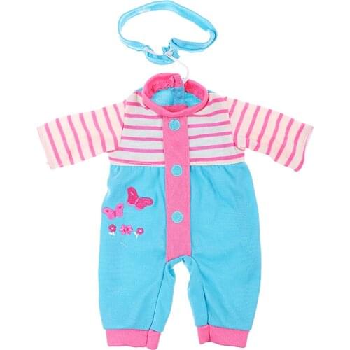 Doll Clothes Striped Rompers Hairband Suit for 14 Inch Wisher American Doll Dolls Accessories Outfit