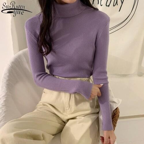 2021 Solid Color Slim Turtleneck Long Sleeve Slim Pullover Women 12 Colors Winter Clothes Women Sweater Womens Knitwear 10816