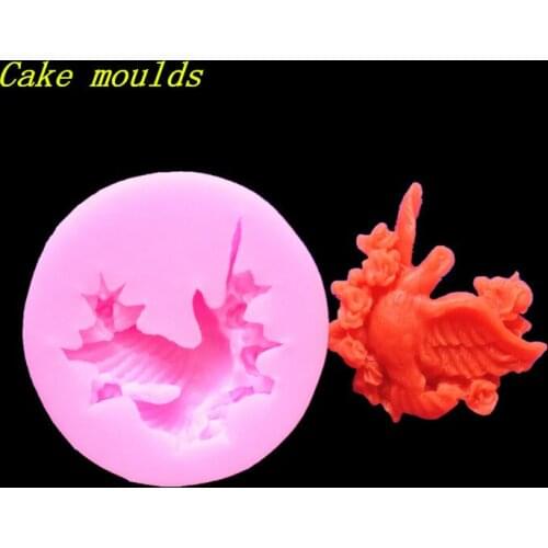 Wholesale Silicone mold K379 Mini Peace Dove shape Clay mold Fondant cake mold Free shipping
