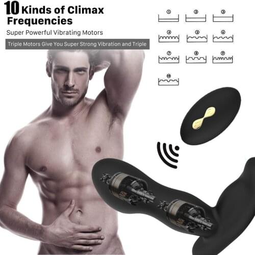 Rechargeable Silicone Anal Vibrator with 10 Speed Remote Control Anal Sex Toys for Men Vibrating Butt Plug Prostate Massager