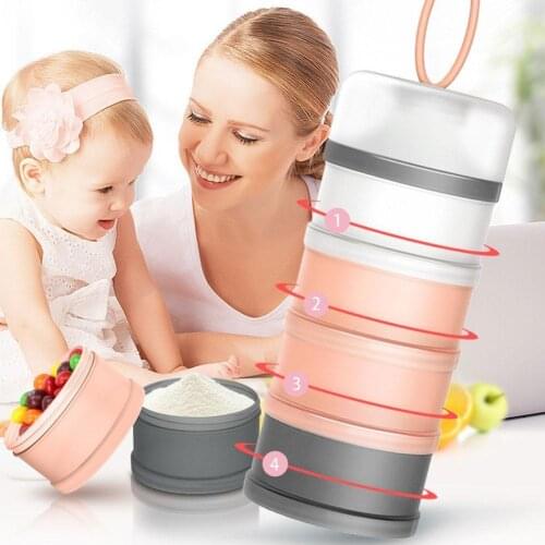 Portable 4 Grid Milk Powder Formula Dispenser Food Container Storage Feeding Boxes for Baby Kids Toddler Baby Food Storage Box