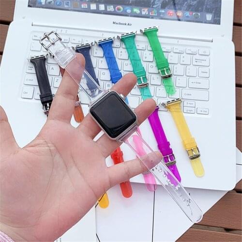 Transparent Silicone Strap for Apple Watch iWatch Series SE 6 5 4 3 2 1 44mm 40mm 42mm 38mm Soft Slim Rubber Wrist Band Bracelet