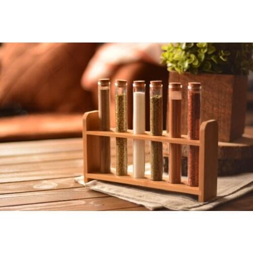 Spice Rack Jars Organizer Container Set of 13 Glass Jar With Bamboo Lid Spice Sugar Rice Holder Kitchenware Cylinder Spice Tube