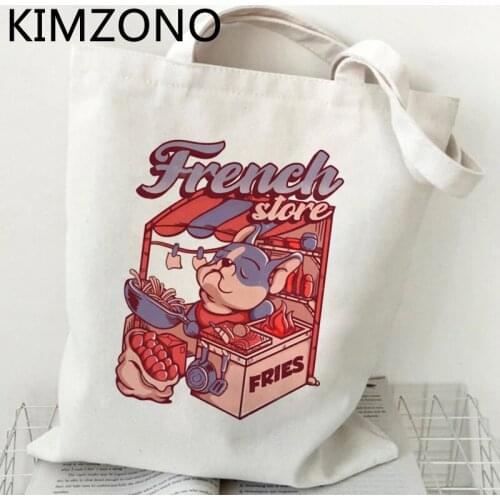 French Bulldog shopping bag jute bag shopper canvas bolsa tote eco bag woven sac cabas bolsas reutilizables grab