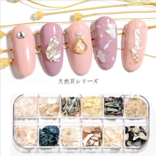 12 Color Mixed Shell Stone Nail Jewelry Abalone Fragments Ultra Thin Japanese Style Pieces