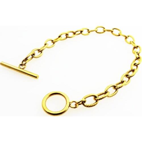 OT Clasp Rotate line Mens Bracelet Gold-color Stainless Steel Jewelry