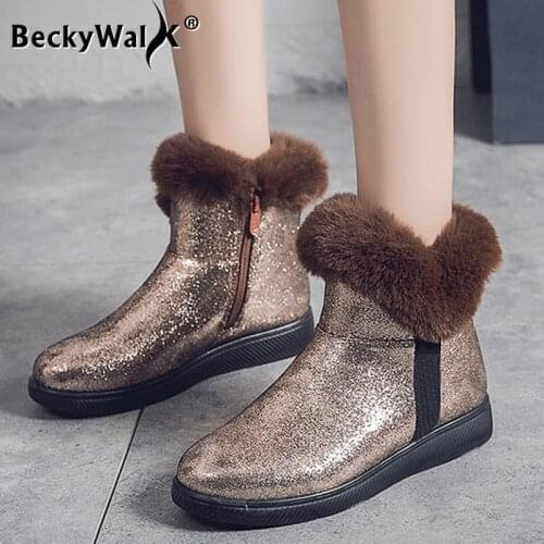 Winter Women Shoes zapatos de mujer New Fashion Glitter Snow Boots Women Keep Warm Platform Shoes Short Boots Plush Warm WSH3721