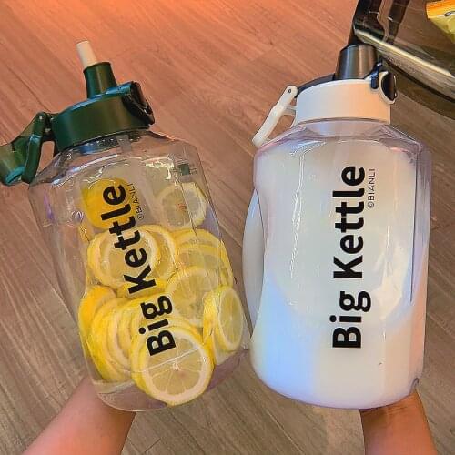 Outdoor Sports Water Bottle 2700ml Big Kettle Gym Space Cups With Straws Plastic Water Bottle With-Time Marker For Boys Girls