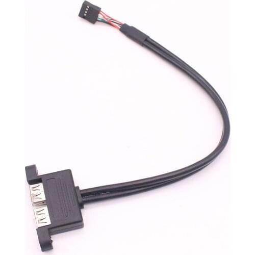 10pc 1FT 30cm 50cm Dual USB 2.0 A Type Female to Motherboard 9 Pin Header Cable with Screw Panel Holes Motherboard Mainboard