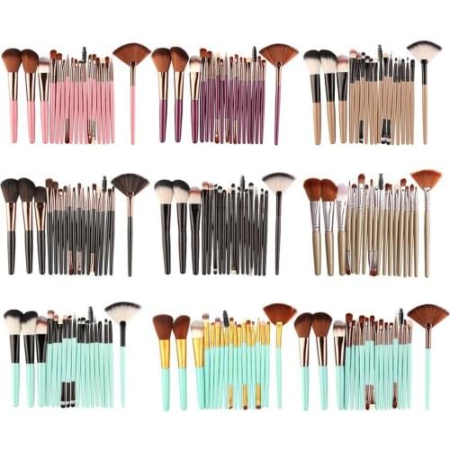18 PCs Makeup Brush Set with Fan-Shaped Beauty Tools Hot Cosmetic Powder Eye Shadow Foundation Blending Make Up Brush