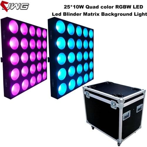 Free Shipping 2pcs/Lot Flightcase Packing 5x5 Matrix 25x10w 4in1 RGBW Blinder Led Pixel Matrix Stage Background LED Wall DJ