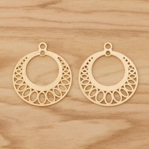 20 Pieces Matte Gold Open Round Bohemia Boho Charms Pendants for DIY Earrings Jewellery Making Accessories 32x28mm