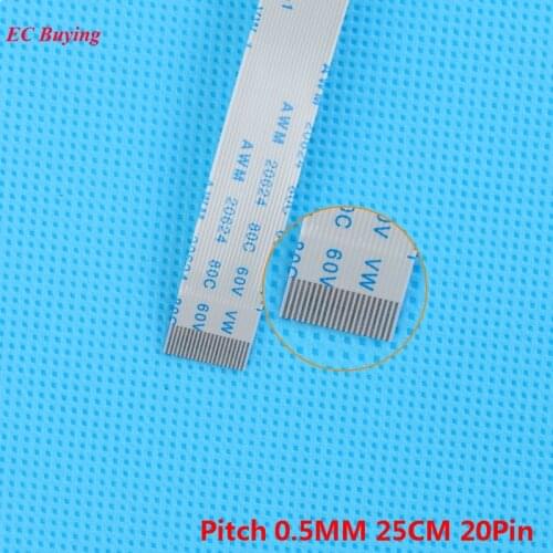 5Pcs FFC 250mm 20Pin Flexible Flat Cable 20 Pin Ribbon Cable Forward Direction 0.5mm Pitch 25cm Length Same 20Pins For TTL