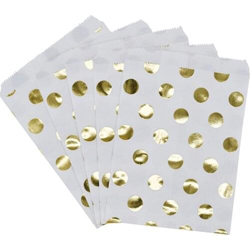 5Pcs Rose Color Kraft Paper Bags Wave Polka Dot Star Parttern Packaging Paper Bag Wedding Biscuit Baking Party Gifts Bags