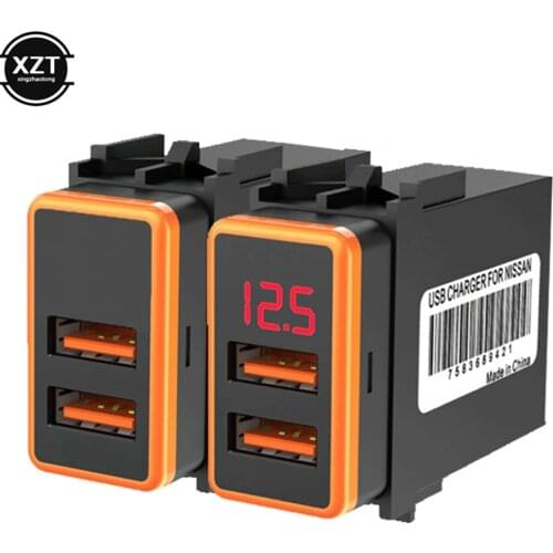 Dual USB Car Charger 12V QC3.0 LED Voltmeter Power Adapter With Digital Voltage Display For Nissan