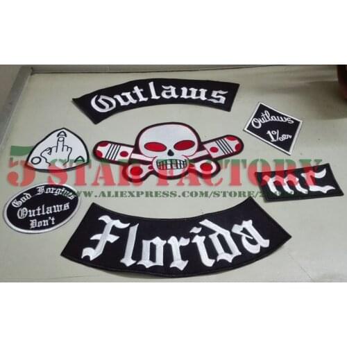 Outlaws Florida MC Patches Embroidered Iron on Biker Patches for the Motorcycle Jacket Vest Old Outlaws Patch