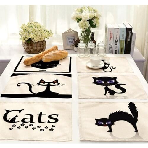 Black and white cat Table party decoration waterproof tablecloth Dining tables waterproof table tablecloth table cover placemat