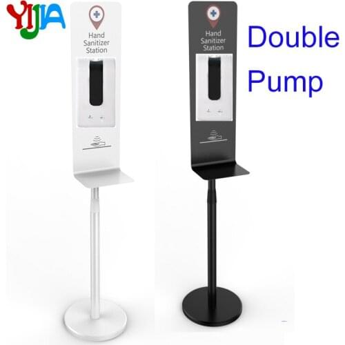 Hot Double Pump Spray /Drip Automatic Soap Hand Sanitizer Dispenser 1500ml with Floor Stand For Shool Home Shop Public Place