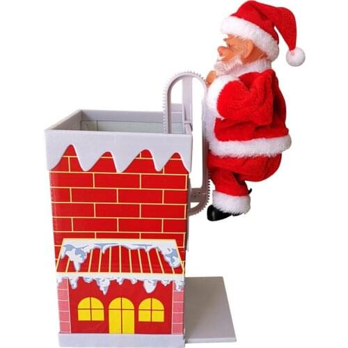 Santa Claus Climbing Chimney Doll Electric Toy With Music Children Kids Christmas Gifts New Year Gifts Decoration Ornaments Toys