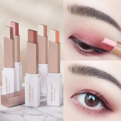 Lazy Eyeshadow Glitter Gradient Shimmer Double Color Eyeshadow Stick Waterproof Easy to Wear Eye Shadow Makeup