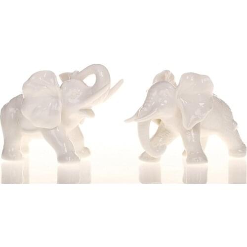 12cm*15cm Ceramics Elephant Ornament Miniature Figurines Animal European Style White Ceramic Home Decoration Accessories Modern