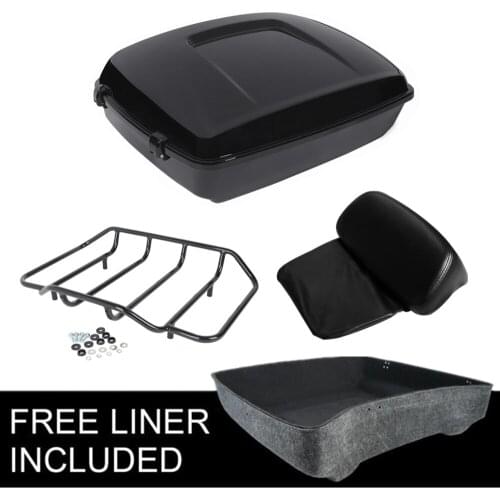 Motorcycle Chopped Tour Pack Trunk W/ Rack Razor Backrest For Harley Touring Road King Electra Glide Road Glide 14-20