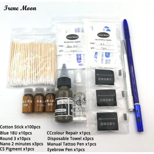 Microblading Eyebrow Tattoo Kit Permanent Makeup Tattoo Supplies Manual Tattoo Pen Microblading Pigment Microblading Needles