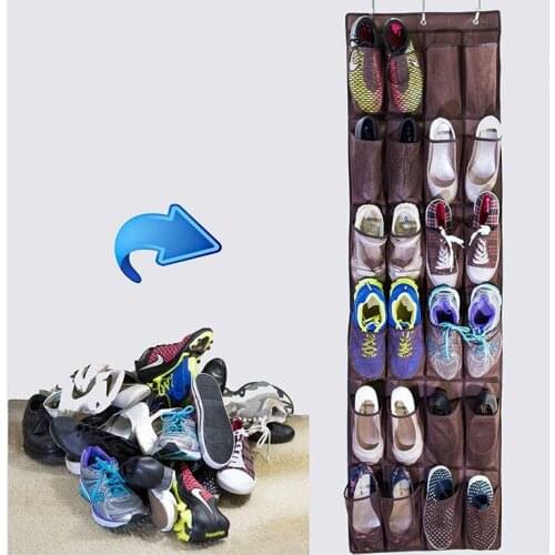 New Design 24 Pockets Over the Door Shoes Organizer Shoe Storage Bags Rack Hanging Storage Space Saver Hanger Storage Bag