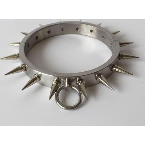 Stainless Steel Neck Restraints Spiked Slave Collar Adult Games Fetish BDSM Bondage Collars Erotic Sex Toys For Women/Men