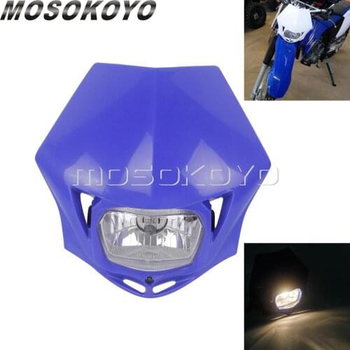 12V 35W HI/LO Beam Motocross Dual Sport Headlight Blue Off Road Front Lamp for Yamaha Kawasaki TTR WR YZ XT KLX 125 230 250 450