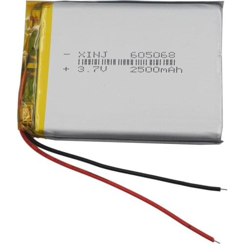 XINJ 3.7V 2500mAh Lithium Polymer Rechargeable Battery Li ion li-po cell For Phone E-book PAD MID Portable DVD Tablet PC 605068