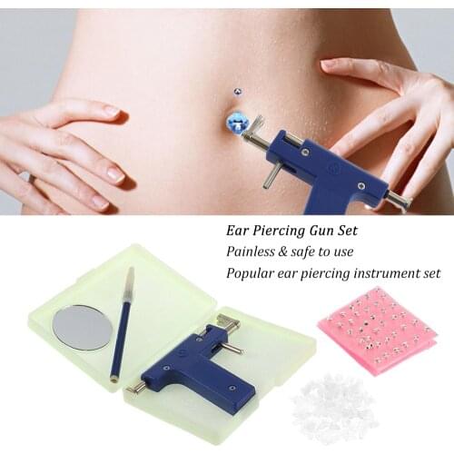 Ear Piercing Gun Set Professional Stainless Steel Body Navel Ear Nose Piercing Gun Kit With 98pcs Earring Studs Tools Kit