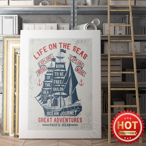 Life On The Seas Poster, Explore More Ocean Journey Decor Mural, Great Pacific Ocean Adventures Art Prints, Boy Room Decor Gift